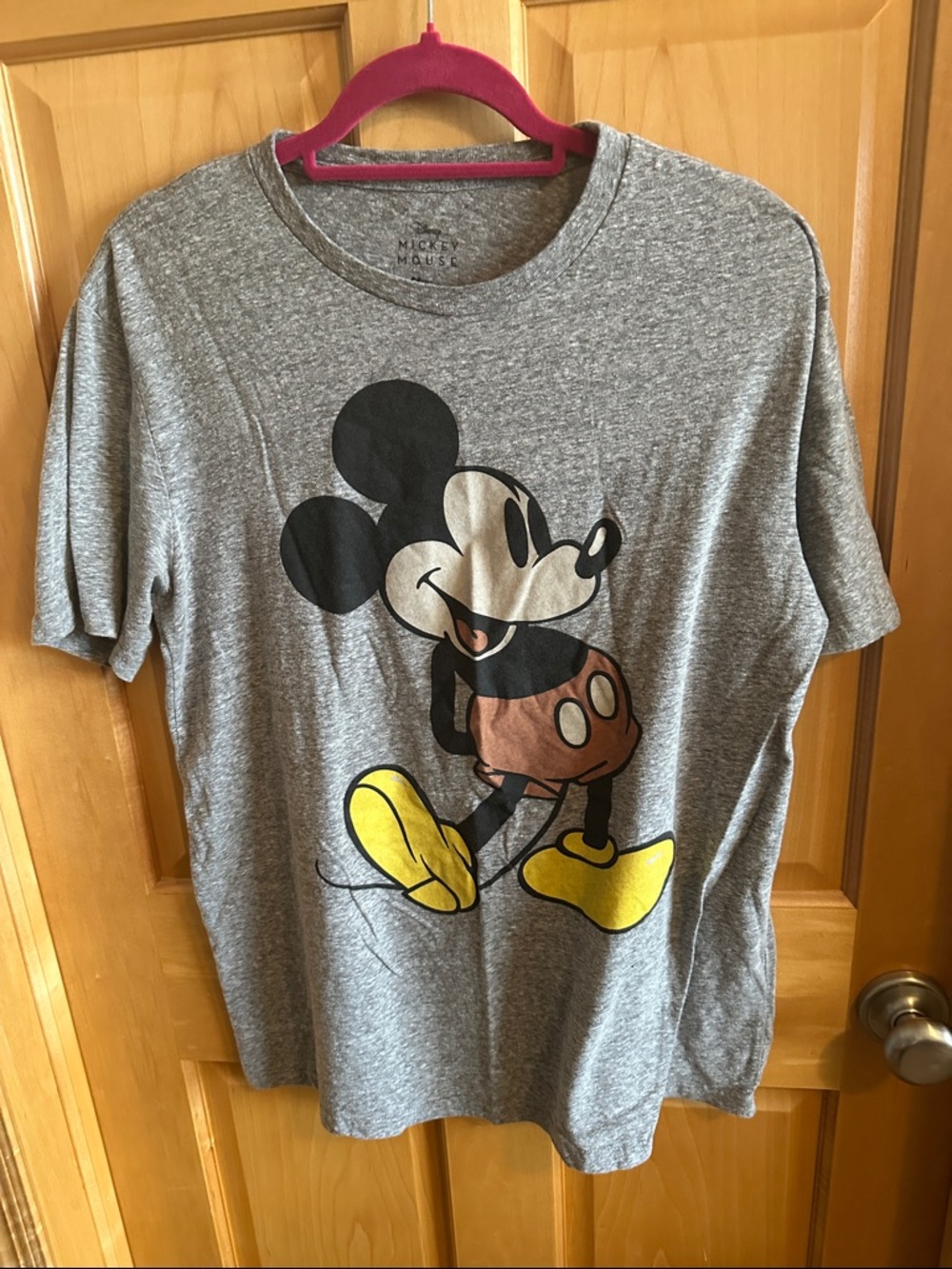 Disney Gray Mickey Mouse Graphic Tee with Yellow Shoes